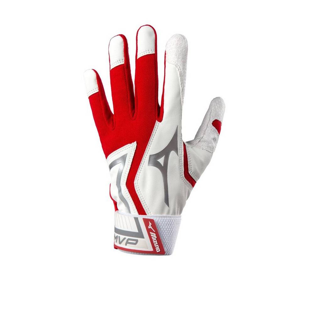 Mizuno Men's MVP Adult Baseball Batting Gloves Red (330409-MUG)